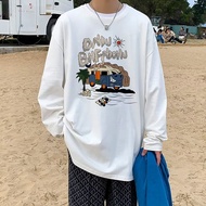 【Plus Size M-8XL】Korean Style Cotton Men Long Sleeves T-Shirt Cartoon train Print Oversized T-Shirts