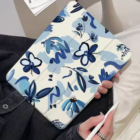Blue Flowers Table Case For Samsung Tab S9 Plus S9 FE Plus S10 Plus A9 A11 Plus S7 Plus S8 Plus A8 S