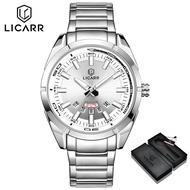 LICARR นาฬิกาผู้ชายแบรนด์เดิมเรียบง่ายนาฬิกาควอตซ์สแตนเลสชายกันน้ำแนวธุรกิจ9565