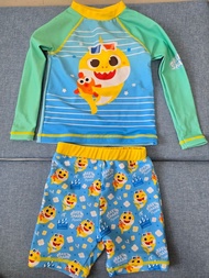 正貨 Pinkfong Baby Shark swimsuit 泳衣套裝 90碼 購自AEON