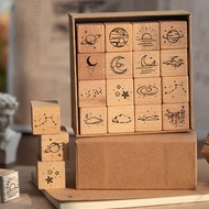 16 Buah/Set Stempel Cap Kayu Lucu Unik Wooden Rubber DIY Stamp Kay
