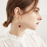Red Enamel Cherry Long Cute Fresh Earrings