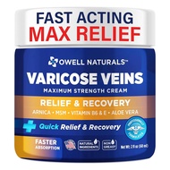 OWELL NATURALS Varicose & Spider Vein Leg 2oz with Vitamin E - Maximum Strength All Natural Formula,