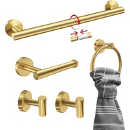 5PCS Set Aksesori Bilik Mandi Berwarna Emas, Set Perkakasan Bilik Mandi, Set Bar Tuala Mandi Keluli 
