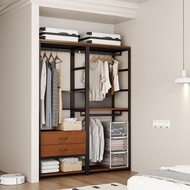 HY&amp; 【Package Installation】Open Cloakroom Shelf Metal Frame Iron Wardrobe Steel Wood Corner Combination Clothes Hanger GH