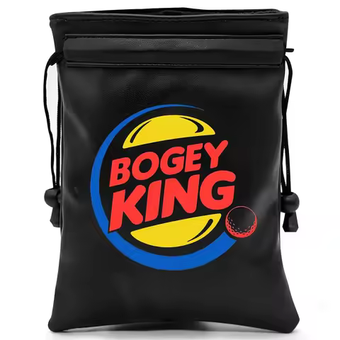 Bogey King Golf Valuables Pouch, PU Leather Golf Tee Pouch with Drawstring Closure , Golf Accessorie