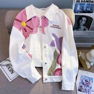 Kayleigh Hong Kong Style Design Niche Flower Denim Jacket Women Spring and Autumn New Harajuku Casua