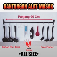 Gantungan peralatan dapur aneka alat masak kapasitas besar rak gantung panci wajan kwali sutil pisau