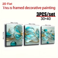 TEMU 2d Flat, 3pcs, Turquoise Glass Flower Pattern Poster Print, Size 30x40cm (11.81x15.74 Inches), 