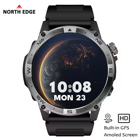 NORTH EDGE NEW GPS Smart Watch 1.43'' HD AMOLED Display Built-in GPS Altitude Barometer Compass Blue