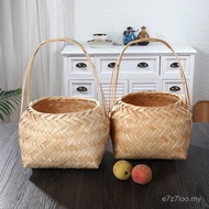 Bakul Anyaman Buluh Besar Bakul Telur Bakul Buah Besar dengan Pemegang Bakul Buluh Bakul Hadiah Baku