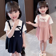 Baby Girl Dress for Summer Preppy Style Short Sleeve Bow Princess Dresses Ootd for Baby Girl 1st Birthday Dress Kids Girls 2-6 Years Old Casual Dresses