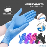 Nitrile Rubber Gloves Latex Free Safe Glove S M L Contents 100pc