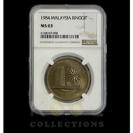 Malaysia 1984 1 Ringgit Parliament Coin UNC MS 63 NGC