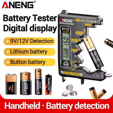 ANENG BT173 Digital Display Battery Voltage Tester High Precision 12V 23A/9V 6F22 Button Cell etc.Po