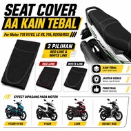 Seat Cover AA Kain Tebal for Y15 V1/V2, LC V8, Y16, RS150, RSX - Choose White or Red Line Stitch