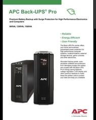 APC Back-UPS Pro 230V Input UPS, 1500 VA, BR1500G-GR 865 W 6 Outlets