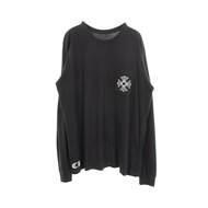 【二手】Chrome Hearts 男款長袖T卹 CH Plus 背面印花 黑色純棉T卹 二手 B