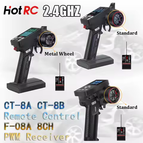 HotRC CT8A CT8B 2.4Ghz 8Ch Radio System Transmitter Remote Control 300M Range F-08A Receiver For RC