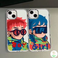 COD-Case For Couple Handsome Iphone 7 8 X 11 12 13 14 15tpu Phone Case Transparent Metal Photo Frame