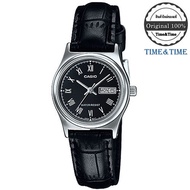 Time&amp;Time Casio Standard นาฬิกาข้อมือผู้หญิง สีดำ สายหนังสีดำ รุ่น LTP-V006L-1BUDF