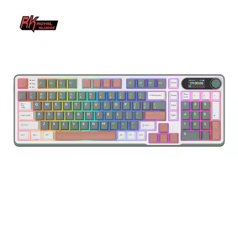RK S98 ROYAL KLUDGE Top Mount Mechanical Keyboard TFT Screen Knob 96% RGB Backlit Tri-mode Wireless