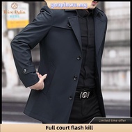 High Quality Jaket Lelaki Quality Cotton New 2024 Spring and Autumn Men's Trench Coat Mid-length Mid