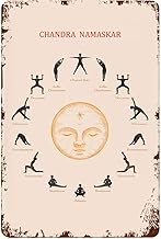 Metal Tin Signs Moon Salutation, Yoga Art Print, Yoga Poses Poster, Chandra Namaskar, Boho Decor, Pr