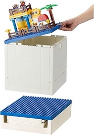 SHIMOYAMA Collapsible Storage Box with Baseplate Lid for Duplo, 25L Stackable Bin with Separate Buil