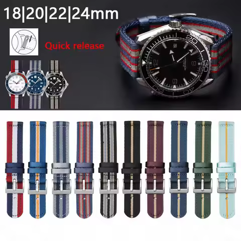 Nylon Braided Strap for Omega Seamaster 300 Rolex Submariner Seiko Diver's Watch Quick Release Fashi