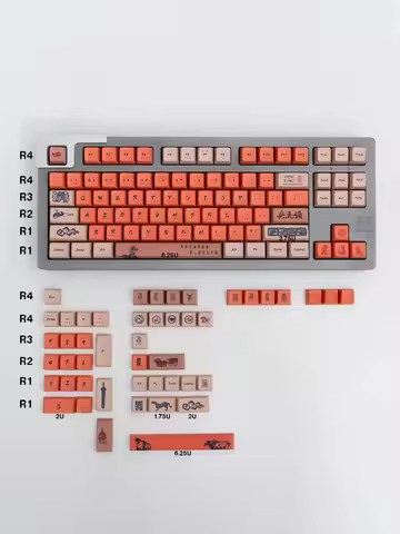Terracotta Warriors and Horses Orange Keycaps for Mechanical Keyboard MDA Height 134 Keys PBT Dye Su