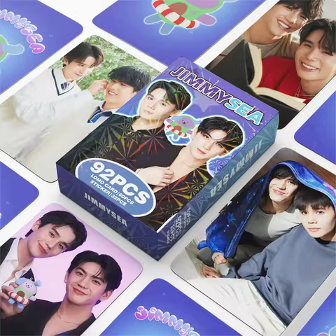 92Pcs/Set Thai Star JimmySea Double Sided Lomo Cards with Stickers BL Drama Idol Photo Cards Fans Co