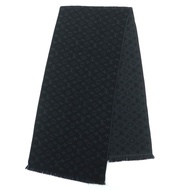 【5積分】成色極佳 ◇LOUIS VUITTONM70520 Monogram Classic 100% 羊毛流蘇圍巾 黑色 義大利製造 男士