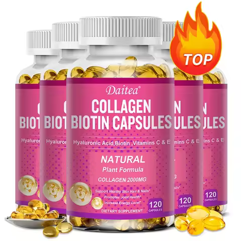 Collagen Biotin Supplement - Hyaluronic Acid Biotin Vitamin C E - Hair Skin Nails Joint Support and 