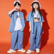 Ready Stock 3-14 Years Old Street Dance Children's Clothing Trendy Clothing Denim Suit Boys Hip-Hop 