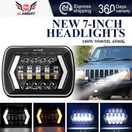 7x6 inch halo LED headlight, 5x7 inch square LED headlight with arrow angel eyes DRL turn signal lig
