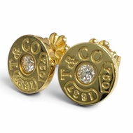 Mint condition □ TIFFANY&Co. Tiffany AU750 1P Diamond 1837 Circle Earrings, Yellow Gold, Made in Ita