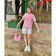 100% cotton short-sleeved t-shirt set for girls YTEEN EAX031-5 from 35-62 KG