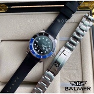 BALMER | 8135G SS-45 Men Watch Blue Black Automatic Rubber Strap Free Stainless Steel Strap