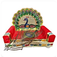 velvet Modern Wooden Meenakari Peacock Design Singhasan/Sinhasan for Pooja Mandir,/Swamy chair medai