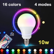 Smart Led Light Bulb E27 10W RGB Bulb LED，Remote Control Lamp Dimmable Color Changing RGB Light