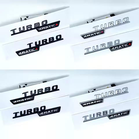 3d ABS Black Logo Turbo 4MATIC Emblem Car Fender Badge For Turbo 4matic Sticker Accessories