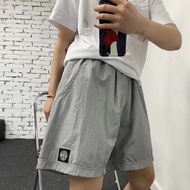 Stone Island ฤดูร้อนหินโลหะไนลอนกางเกงขาสั้นปักสบาย ๆ หลวมกางเกงห้าส่วนแห้งเร็วผู้ชายและผู้หญิงออกกำ