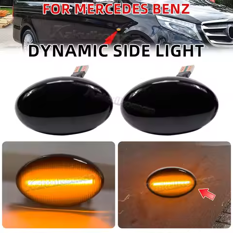 2Pcs Dynamic LED Turn Signal Lights Side Marker Car Accessories For Smart 450 452 & Mercedes-Benz W1