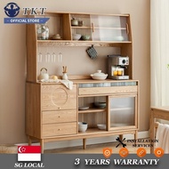 TK TK SSL Kitchen Cabinet Storage Cabinet Wooden Solid Wood Dining Household Cupboard Ash Simple Tea New Large Capacity JP