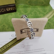 Gujia GUCCI GUCCI Double G Flower Temperament Purple Jade Open Bracelet Ladies Bracelet