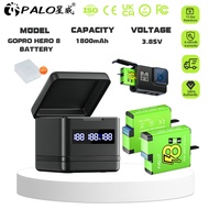PALO LED 3-slot battery charger GOPRO HERO 8/7/6/5 REPLACEMENT BATTERY BY TELESIN 1800mAh