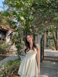 #Jnd640 มินิเดรสสายเดี่ยวลูกไม้ ชายกระโปรงแอบใส่ลูกไม้เบาๆ