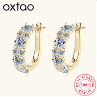 OXTAO D Color Moissanite Hoop Stud Earrings For Women 925 Sterling Silver Piercing Earring Fine Jewe