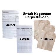 Kad Pulangan 500's| Kad Pinjaman 500's| Pocket Kad Perpustakaan 1,000's| Brown Library Pocket/ Libra